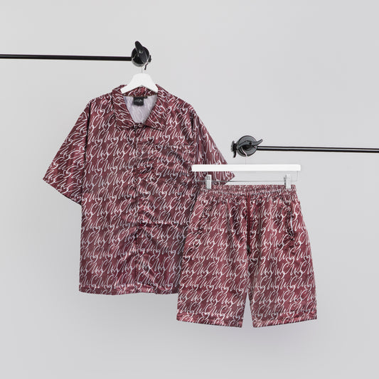 Rosewood Silk Shirt & Shorts Set