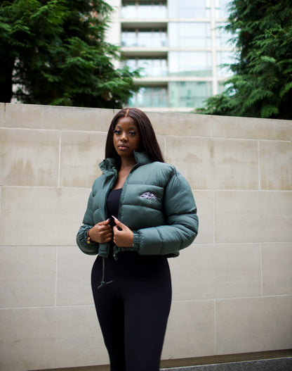 Khaki Crop Bomber Jacket