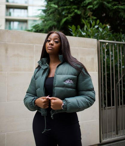 Khaki Crop Bomber Jacket